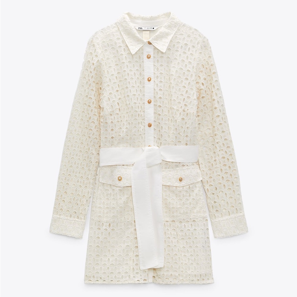 Zara Cream Long Sleeve Dress